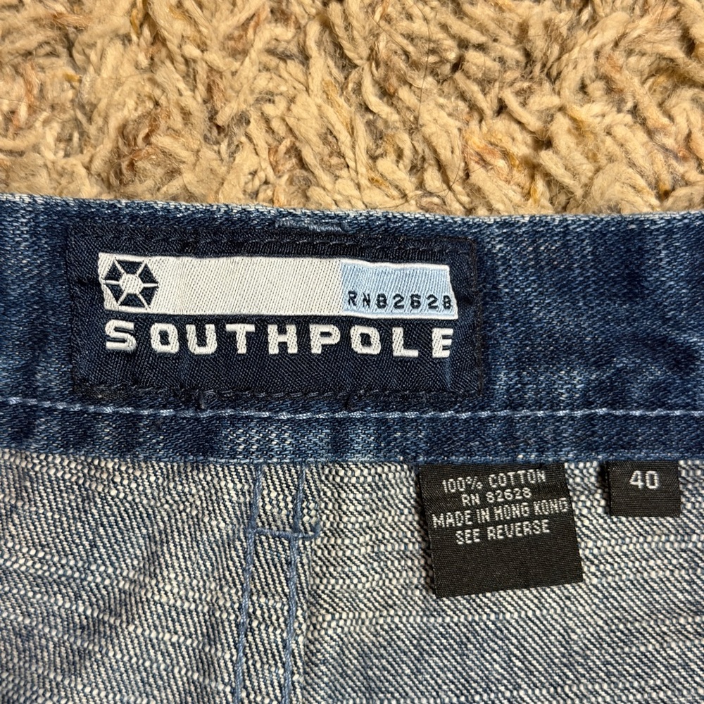 Y2K Baggy Southpole 40x30 Early 2000s Skater Embroidered Denim Skate Jeans - Picture 5 of 12
